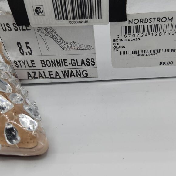 Azalea Wang Bonnie Crystal-Studded Translucent Pumps Heels Women's Size 8.5 New - Picture 9 of 13